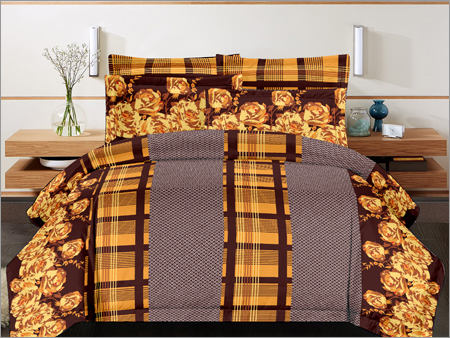 Floral Cotton Double Bed Sheet - 100% Cotton, 220x220 cm, Yellow | Quick Dry, Printed Pattern, Ideal for Home, Hotel, Wedding