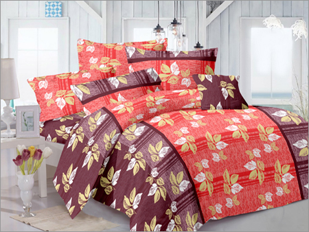 Red And Brown Poly Cotton Double Bed Sheet