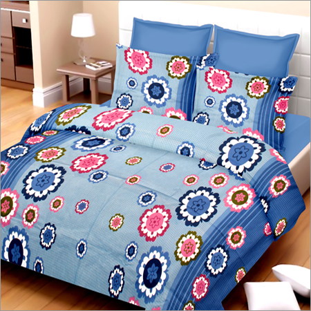 Cotton Double Printed Bed Sheet - 100% Cotton, Full Size, 220x220 cm, Blue | Breathable, Jacquard Style, Ideal for Home, Hotels, Weddings