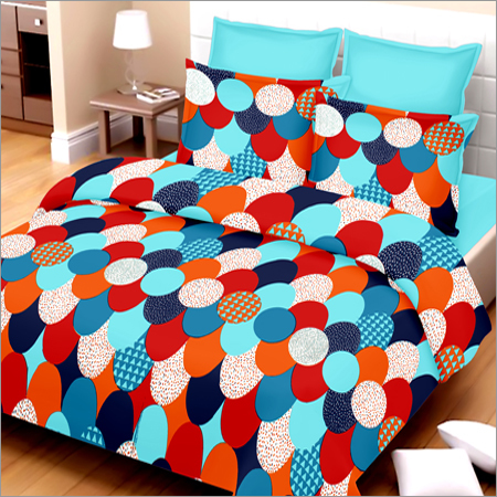 Multicolor Cotton Double Bed Sheet - 220x220 cm, Red and Blue Jacquard Print | Breathable, Full Size for Home, Hotel and Wedding Use