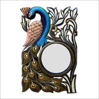 Peacock Shape Multi-Color Frame Designer Round Wall Mirror