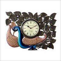 Vintage Clock - Painted Metal, Rectangular Design | Peacock Blue With Golden Accents, Ideal For Home And Hotel Decor