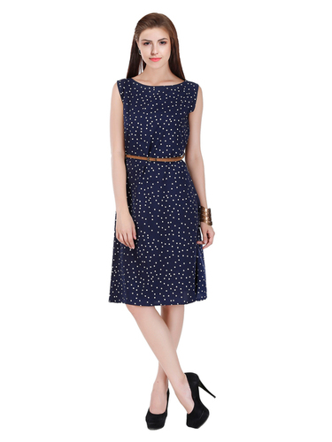 Ladies Dress - Crepe Material, Sizes L/M/XL | Black Western Style, Sleeveless, Washable Design