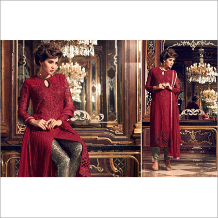 Ladies Fancy Salwar Suit - Georgette Customized & Plus Size | Full Sleeves Beaded Pattern Dry Cleaning Only Embellished with Stones