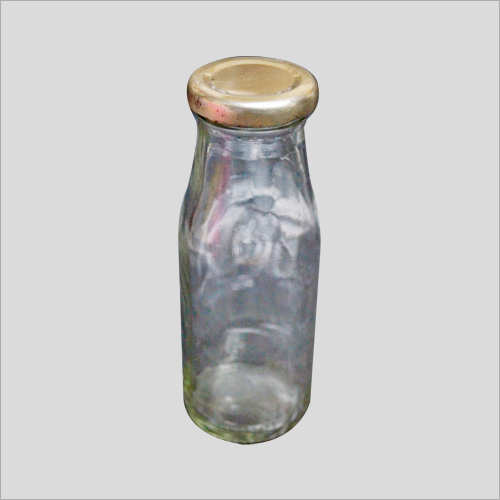 Metallic Lid Clear Glass Bottle