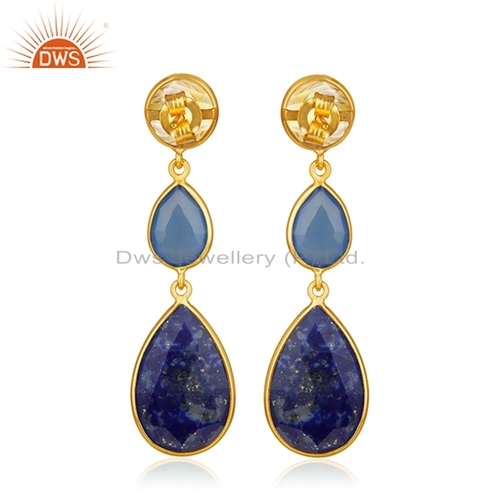 Natural Gemstone Designer Silver Dangle Earrings Jewelry Size: 47 X 14 Mm
