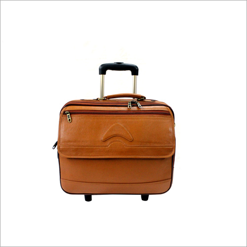 Laptop Strolley Bag - Leather, 16x12x6 Inches | Telescopic Handle, Wheels, Lightweight, Organized Storage