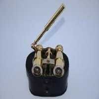 Elegant Look Vintage Brass Mini Binocular With Leather Case Collectible