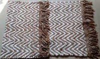 Jute & Cotton Blend Rug - Large Rectangular Size, Brown Washable Design, Stylish Printed Pattern For Home And Hotel Use