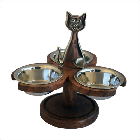 Wooden Metal Dog Bowls