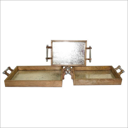 Wooden Metal Glass Tray