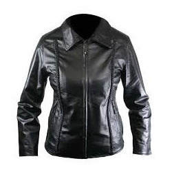 Ladies Leather Jacket - Premium Quality Leather, Stylish Black Design, Full Sleeves & Zip Closure for Ultimate Warmth