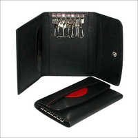 Leather Key Holder - Genuine Leather, 4x3x1 Inches, Black | Compact Design, Durable, Elegant Style, Secure Storage For 6-8 Keys