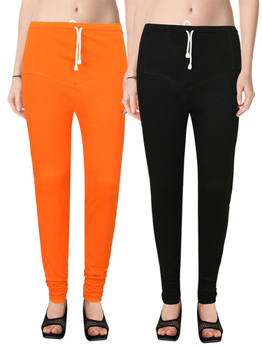 RUBY CUT LEGGING - Cotton Fabric, Size M/L/XL | Black and Orange, All-Season, Plain Pattern Design