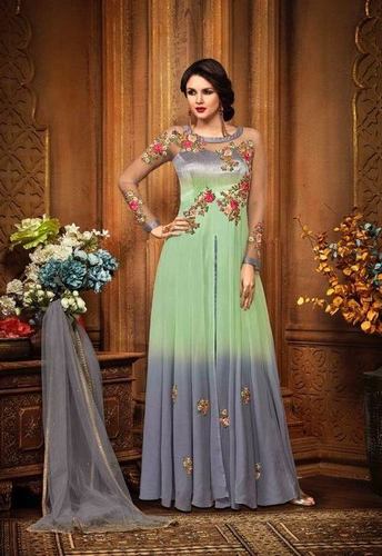 Women Wear - Net, Floor Length, Light Green | Elegant Design, Soft Fabric, Stylish Look, Comfortable Fit, Embroidery Work
