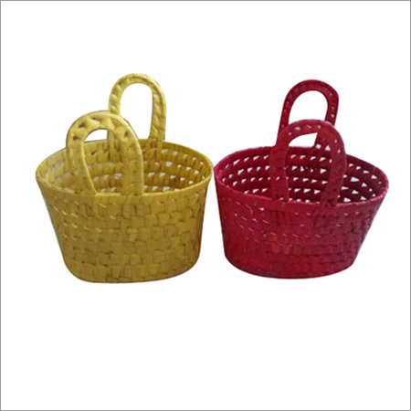 Palm Leaf Handle Basket Set