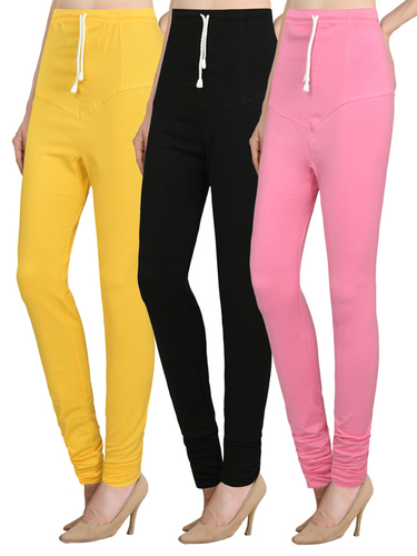 LADIES RUBY CUT LEGGINGS - Cotton Material, Sizes S to XL | Washable, Available in Yellow, Black, Pink, All Season Wear