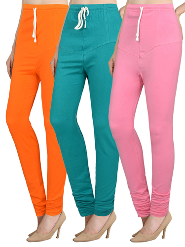 Ladies Leggings - Cotton, Sizes S/M/L, Orange, Pink, Green | Washable, Casual Style for All Seasons