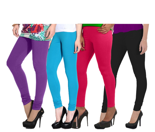Ladies Regular Legging - Cotton, Sizes S-L, Red, Purple, Black | Washable, Plain Pattern, Ideal for Summer and All Season
