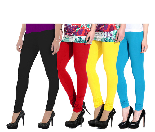 Legging - Cotton Material, Sizes S, M, L | Washable, Plain Pattern in Yellow, Red, Black, Blue