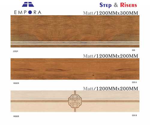 Step Riser - Ceramic 1200mm x 300mm, Matte Brown, 8mm Thick | Durable, Stylish, Easy Install, Water Resistant