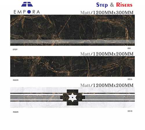 Step Riser - Stone, 1200mm x 300mm, Matte Black | Durable, Stylish, Easy Install, Space Saving, Modern Design