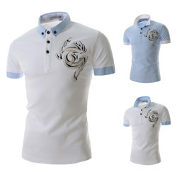 Men's Designer T-Shirt - Cotton Fabric White Color with Printed Pattern | Anti-Wrinkle Perfect Fitting Half Sleeves Design