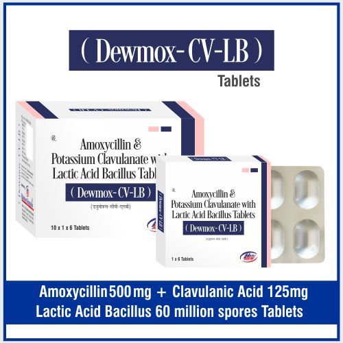 Amoxycillin  500 mg.+Clavulanic Acid  125 mg.+Lactic Acid bacillus 60 million spores