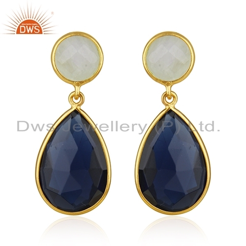 Corundum Aqua Chalcedony Gemstone Earring