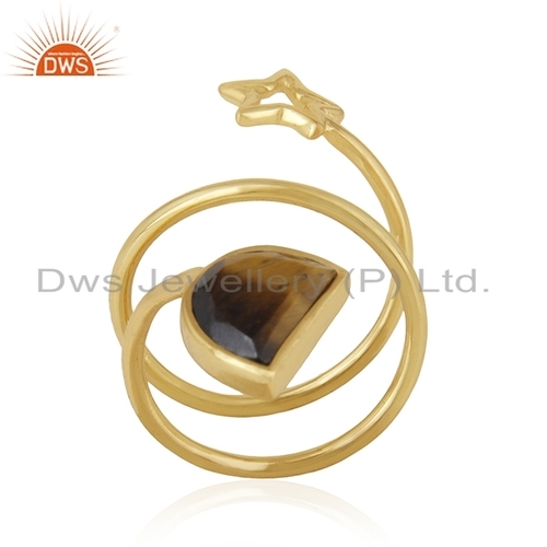 Gemstone Gold Plated Twisted Charm Ring Size: Us Size 4 To 10