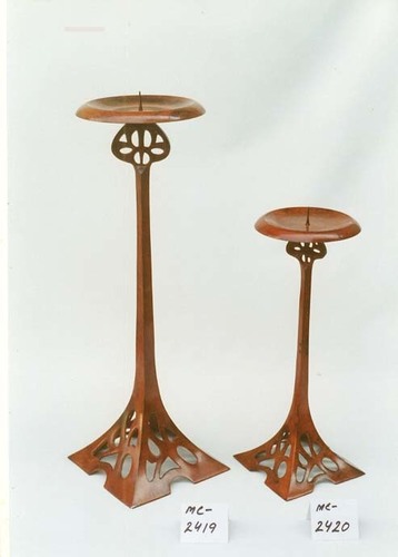 CANDLE STAND - Brass, Varied Height, Copper Finish | Square Base, Elegant Art Nouveau Design, Easy Assembly