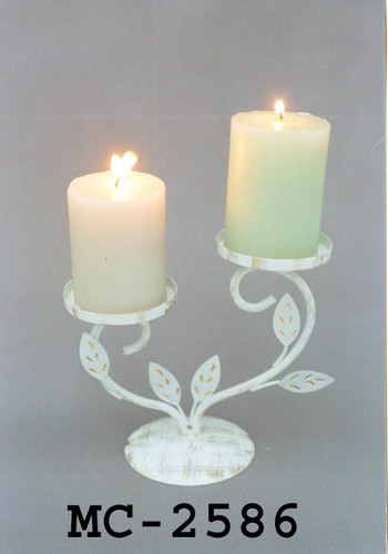 CANDLE STAND - Metal, 12 Inches Height, White, 6 Inches Base Diameter | Elegant Leaf Design, Durable, Easy Assembly, Versatile Use