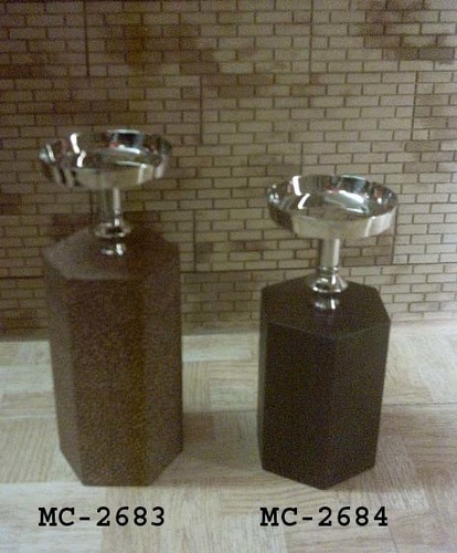 CANDLE STAND - Metal and Stone, Octagonal Shape, Silver | Elegant Design, Durable Material, Easy to Clean, Stylish Decor