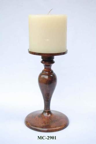 CANDLE STAND - Wood, 12 Inches Height, Brown, 6 Inches Diameter | Elegant Design, Stable Base, Polished Finish