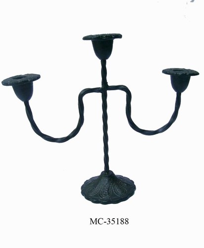 CANDLE STAND - Metal, 12x8 inches, Black | Elegant Design, Three Candle Slots, Rustic Charm