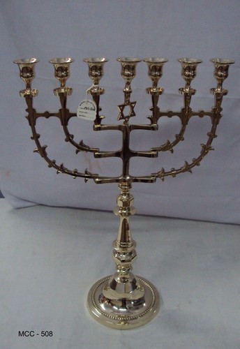 Candle Stand - Brass, 12 Inches Height, 6 Inches Base Diameter | Seven Holders, Polished Finish, Elegant Durable Design