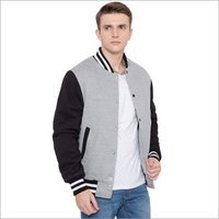 Grey/ Black Fleece Letterman Jacket