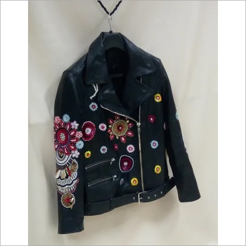 Any Designer Leather Hand Embroidered Jacket