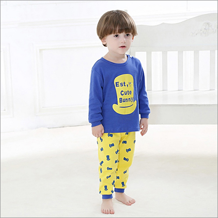 Cute Bunny Print Blue T-Shirt And Pants Set
