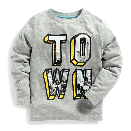 Gray Printed Full Sleeves T-Shirt