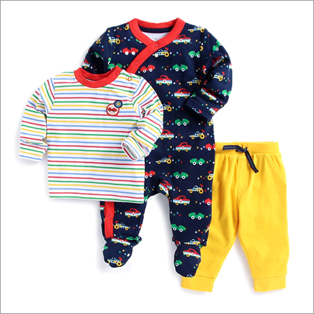 Multicolour T-Shirt With Footie And Bottom Set