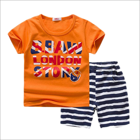 Trendy Orange Printed T-Shirt And Shorts Set