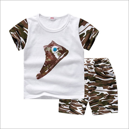 White T-Shirt And Camouflage Shorts Set