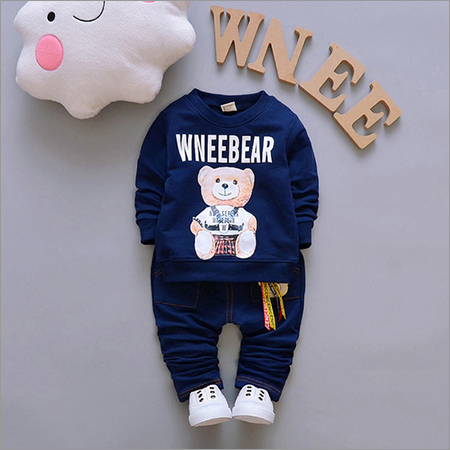 Wnee Bear Print Navy T-Shirt And Pant Set