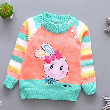 Cute Applique Fuchsia Full Sleeve Sweater