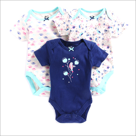 Half Sleeves White And Navy Onesies - Pack of 3
