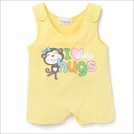 I Love Daddy's Hugs Print Yellow Romper