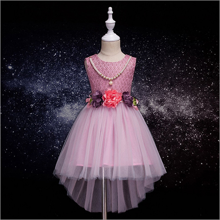 Stylish Pink Applique Sleeveless Dress