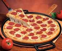 Pizza Pan - Aluminum, 14 Inches Diameter, 0.25 Inches Thick | Non-stick Coating, Durable Design, Wooden Handle, Easy Cleaning, Even Cooking, Heat Retention