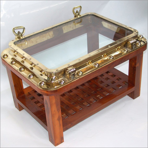 Glass Wooden Antique Table